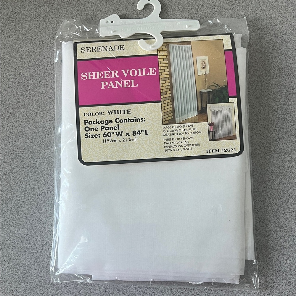 Serenade Sheer Voile Panel - White, One Panel 60” W x 84” L